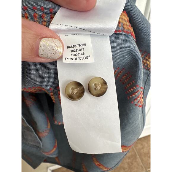 Pendleton Short Sleeve Carson Chambray Shirt XL 100% Cotton - Picture 6 of 9